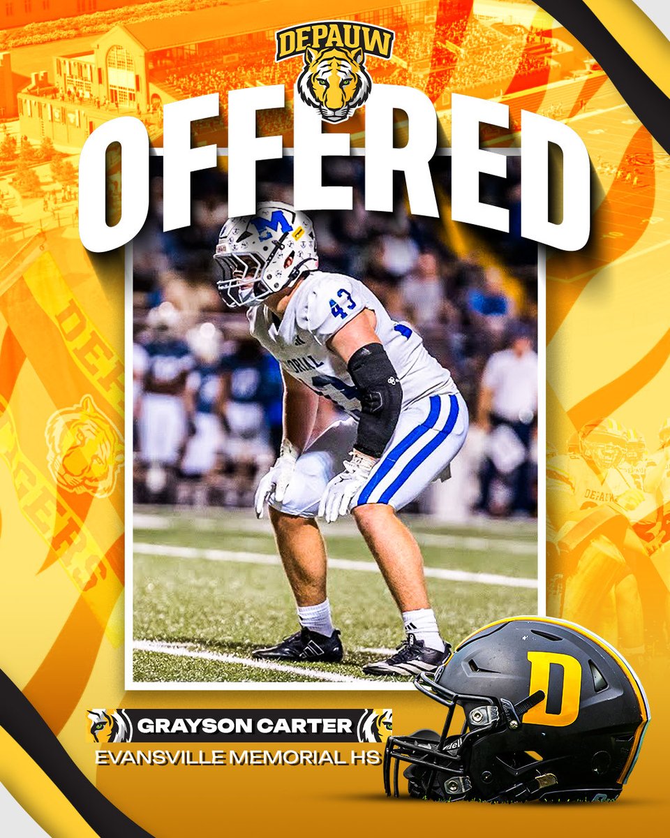 Grayson21196939's tweet photo. Blessed to receive an offer to Depauw! 
@CoachDHyatt @qbdietz https://t.co/I3lZZBo7YY