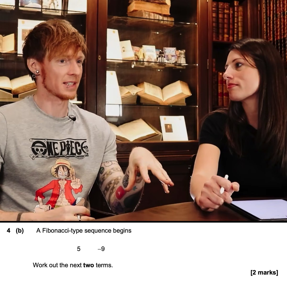 tomrocksmaths's tweet photo. Watch Miss Estruch (Biology) tackle some GCSE Maths questions with me as a "human cheat sheet".

Can you solve the example question in image 2?

Full video here: https://t.co/BWYL6xh9g8 https://t.co/a8zB7OfY7b