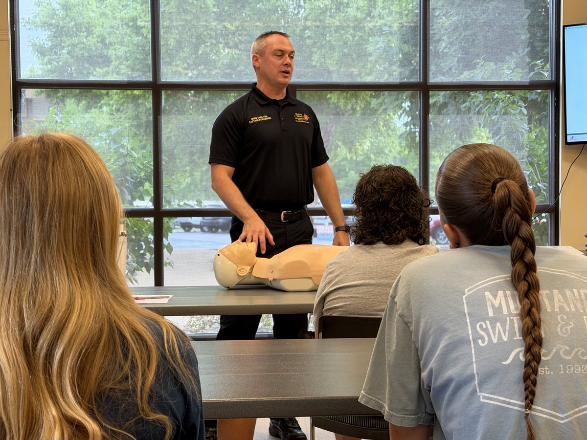 MetroWestFire's tweet photo. Last week, Metro West firefighter/paramedics spent time with summer camp counselors from the City of Ellisville Parks and Recreation, providing hands on training in CPR, AED use and first aid ahead of the busy summer camp season.

From recognizing emergencies to learning lifesaving skills, this training helps ensure counselors are prepared to respond with confidence should an emergency arise. We appreciate the City of Ellisville Parks and Recreation’s commitment to safety and the opportunity to support those caring for children throughout the summer. #YourLifeOurMission