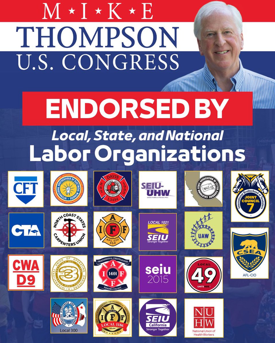 Mike_CA05's tweet photo. I'm proud to be the labor endorsed candidate in this race. A strong middle class starts with strong labor unions and I will always fight for strong workplaces, higher wages, and expanded apprenticeship opportunities. I'm truly grateful to be endorsed by these unions https://t.co/zyWcv5rvXo
