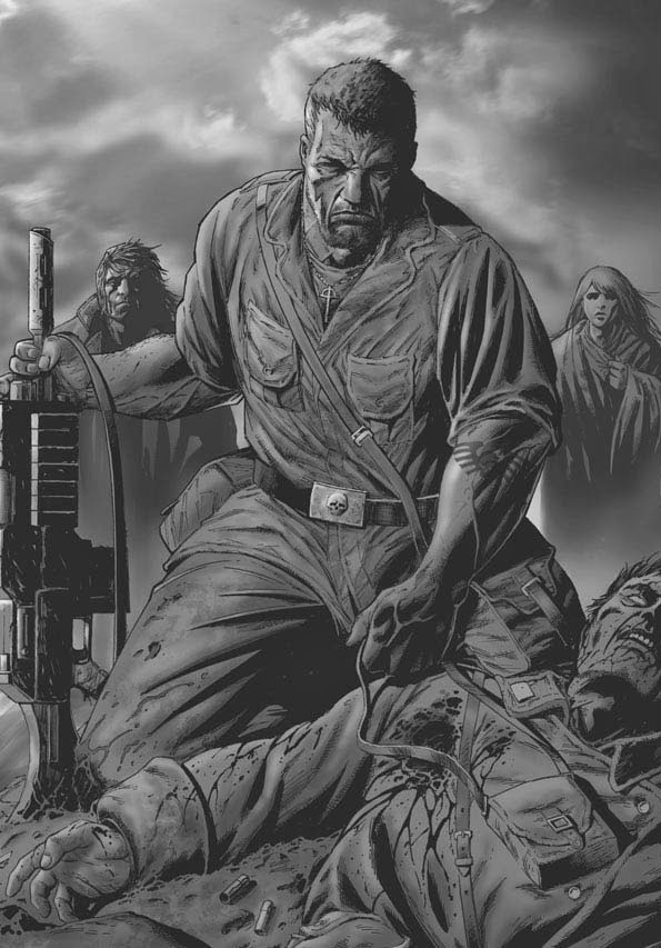 HMBohemond's tweet photo. Super TL;DR version: Ollanius Persson, the last Catholic and First Warmaster of the Emperor, was a Perpetual (immortal evolved human) who fought beside the Emperor in ancient times at the dawn of human civilization. He adopted the Catholic fatih during his life, and while his faith lapsed due to along life of tragedy and loss, he found it again returning to fight by the side of his original and oldest friend, the Emperor of Mankind. Standing up to the traitor Horus and suffering his final, true death at his hands to buy the Emperor time to gather his strength.

He's a mythical figure among humanity, remembered by the name Ollanius Pius and as the true pinnacle of what an Imperial Guardsman should be. The Order of Ollanius Pius is the Imperium's equivalent of the Medal of Honor.