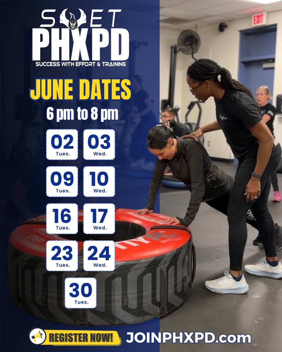 joinphxpd's tweet photo. Academy and PAT prep starts now. Train with our recruiters every Tuesday and Wednesday in June.💪

If you’re in the hiring process, register today at https://t.co/fok7x4twQu https://t.co/PNmKAgIrlD