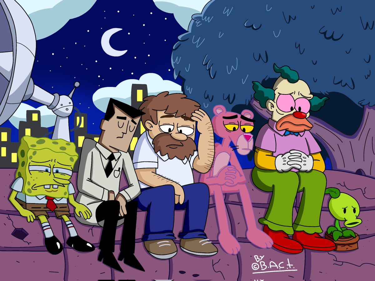 GaryBaldor's tweet photo. Yo y los Papus, estamos tristes
(Otra imagen que quería recrear)
-------
Me and my Bros are sad
(Another image I wanted to recreate)
#PlantsvsZombies #CrazyDave #Crossover #FanArt https://t.co/3p6aZdhQV4