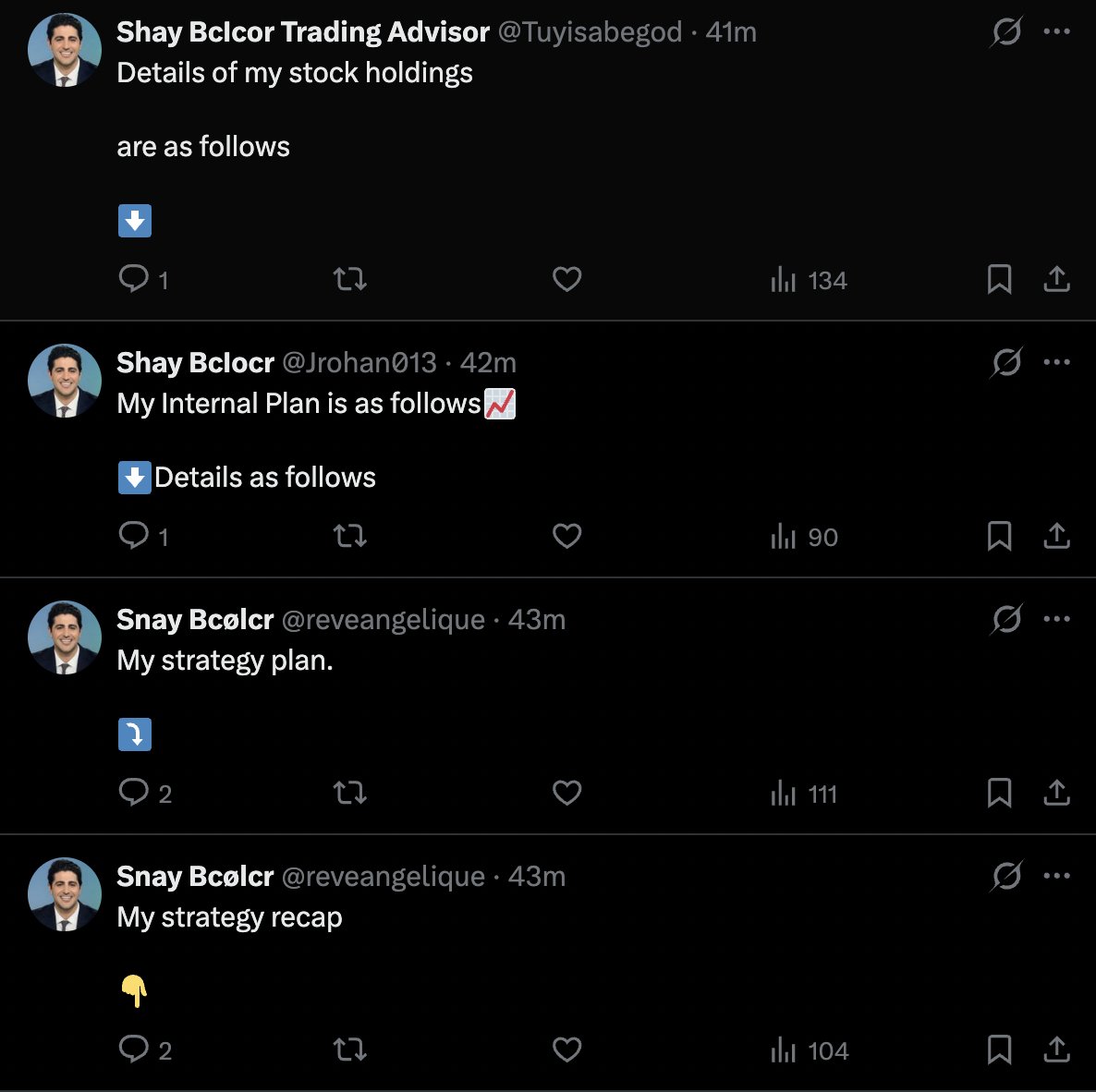 Lay_Bacc's tweet photo. @StockSavvyShay hi this is my first time seeing your posts. but man you've got more impersonators in the replies than even crypto accounts https://t.co/86H80k8QQU