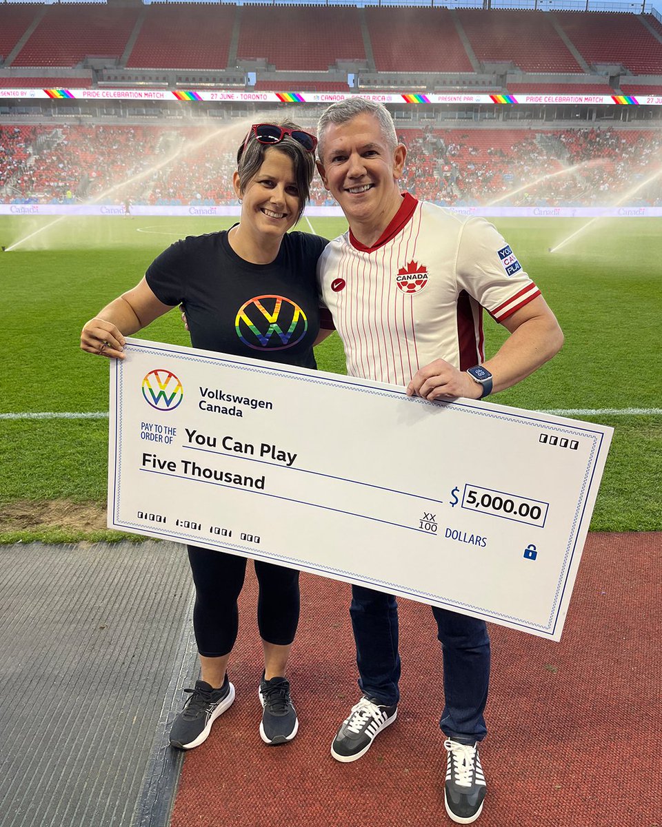 VWcanada's tweet photo. It’s #Pride Month and we’re celebrating 2SLGBTQI+ communities across Canada with @cplsoccer all summer long. We are proud to be the presenting sponsor of the CPL’s Pride matches for the fifth consecutive year, uniting soccer fans through allyship from coast to coast. And our commitment goes beyond the soccer field. This year, we’re donating $5,000 to organizations of each club’s choosing whose work promotes inclusivity and diversity in their local communities. ⚽️ 

C'est le mois de la #Fierté et, tout au long de l'été, on met à l'honneur diverses communautés 2ELGBTQI+ partout au Canada avec @cplsoccer. On est fiers de présenter les matchs de la Fierté de la PLC pour la cinquième année consécutive, rassemblant les fans de soccer d'un océan à l'autre autour d'une cause commune. Et notre engagement dépasse le terrain de soccer. Cette année, nous faisons don de 5 000 $ à des organisations choisies par chaque club qui font la promotion de l'inclusivité et de la diversité au sein de leur communauté locale. ⚽️