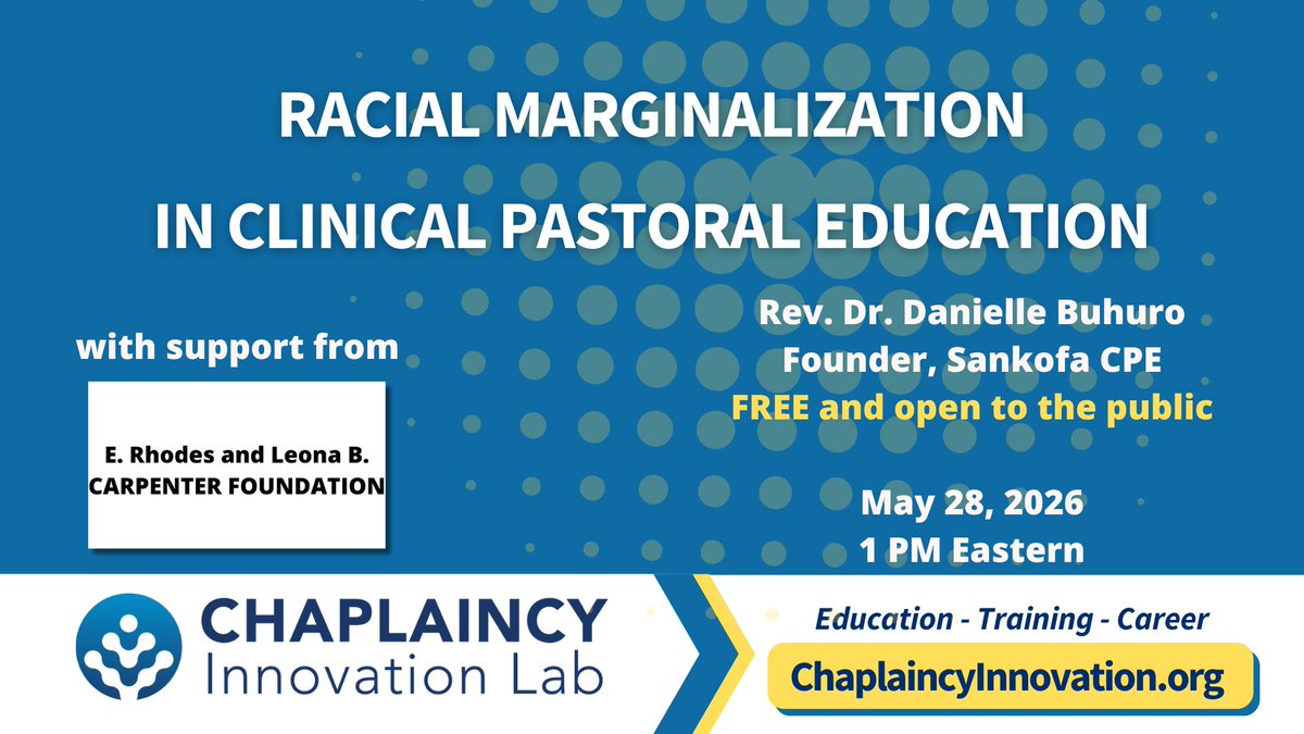 ChaplainLab's tweet photo. Couldn't make our webinar on racial marginalization in clinical pastoral education? No worries - this event was free and open to the public, and so is the recording! You can view it right here: https://t.co/bJZiyFtT6S. https://t.co/aWjzIsjwif
