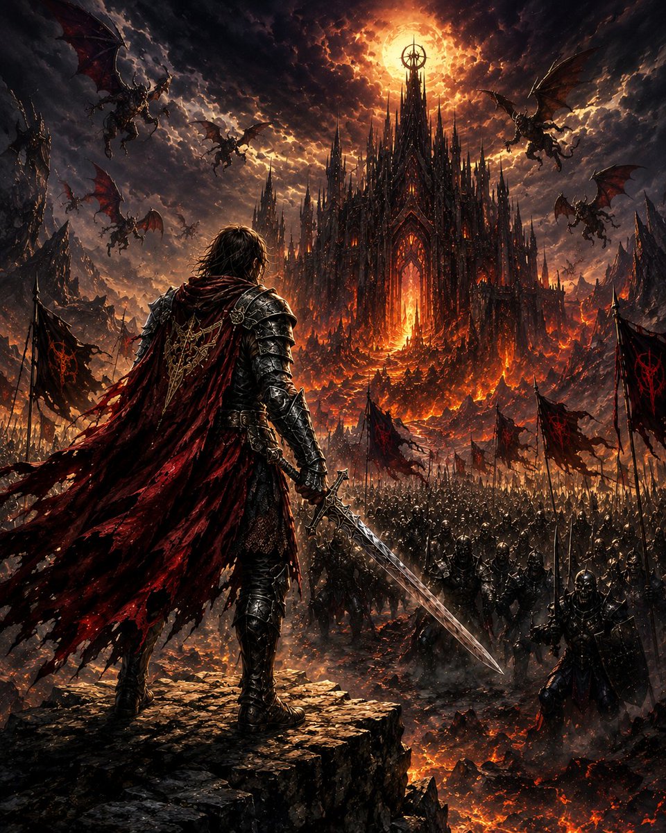 FSOCross's tweet photo. 🔥 Every generation needs its heroes.

The kind who look at impossible odds, overwhelming darkness, and an army of nightmares... and take one step forward anyway.

This warrior knows the truth most people never learn:

Victory isn't guaranteed.
The road ahead is terrifying.
And sometimes the battle must be fought regardless.
The forces of evil may have the numbers.
But courage has never been measured by numbers.

⚔️ If you had to choose, would you rather command the army... or be the lone warrior standing against it?

Drop your answer below and tell us why. 👇

🔥 Like if you'd stand and fight.
⚔️ Share if you know someone with a warrior spirit.

#DarkFantasy #EpicFantasy #FantasyArt #Warrior #HeroicFantasy #GothicFantasy #DigitalArt #EpicBattle #FantasyIllustration #NeverGiveUp #Courage #Motivation #Inspiration #Legend #BattleReady #FantasyFans