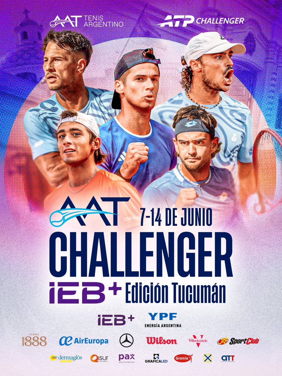 AATenis's tweet photo. El ATP Challenger Tour vuelve a Tucumán 👏

A partir del próximo domingo se jugará el AAT Challenger IEB+ edición Tucumán, el sexto torneo del circuito en el país en 2026 🙌 

🐟 @fedeecoria recibió el primer wild card al cuadro principal.

🎫Próximamente, novedades sobre las entradas 
ℹ️ Más info en https://t.co/7Gqo7LyneX