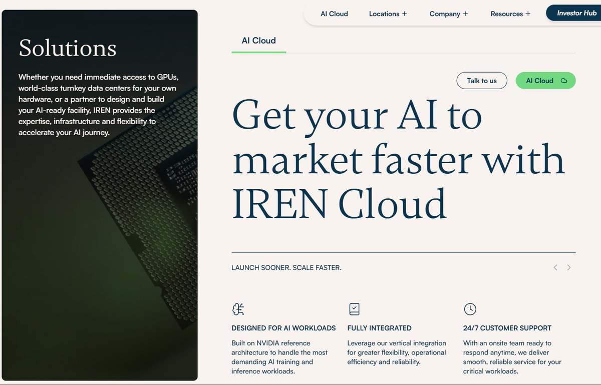 ilzmcfly's tweet photo. Colocation is now removed from the $IREN Website
AI Cloud is the only available option. 🚀
cc: @AlexfromBabylon https://t.co/9eYIxGhVpC