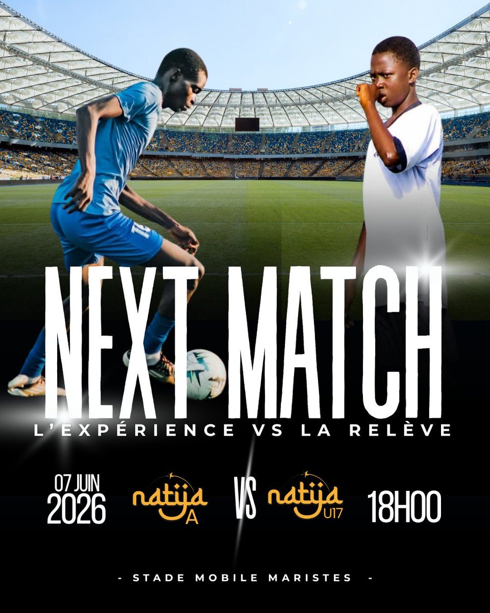 NatijaFC's tweet photo. L’expérience ne se raconte pas. Elle se défend.
Mais la relève ne demande pas la permission. Elle veut prendre la place.
Dimanche, un seul terrain. Deux générations. Zéro cadeau.
Natija A vs Natija U17 
Dimanche 07 Juin · 18h00 · Stade Mobile Maristes
Soyez là. 👊⚽ https://t.co/dONFwnKGZ6
