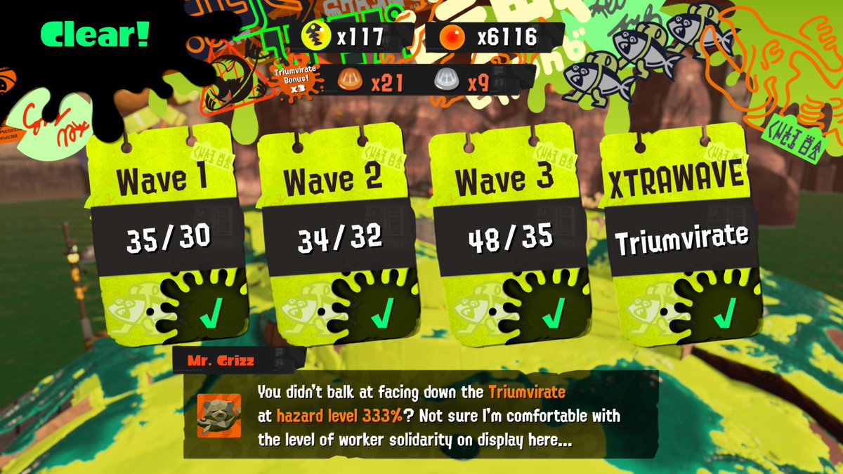 SkyAlphaOP's tweet photo. Some triumvirates wins at max hazard #Splatoon3 #NintendoSwitch2 https://t.co/XCQ8qQ1aQg