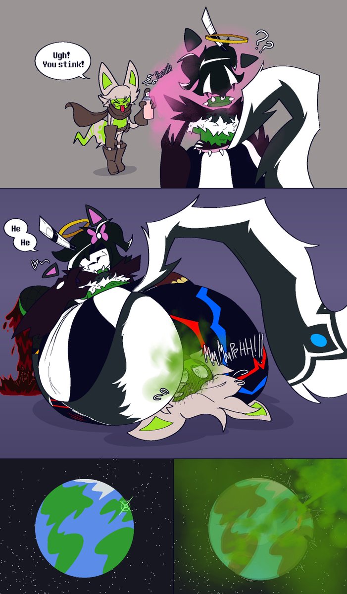 Prakky649's tweet photo. Soo a little friendo of mine ( @Feny2ti )decided to give me a VEERRY cool gift aand COMMISSION @ti_ti_ling FOR ME!! I of course had to take this opportunity and well, what better befitting the artist than an introduction to our main stinkface of the show?... https://t.co/QRibJIxE83