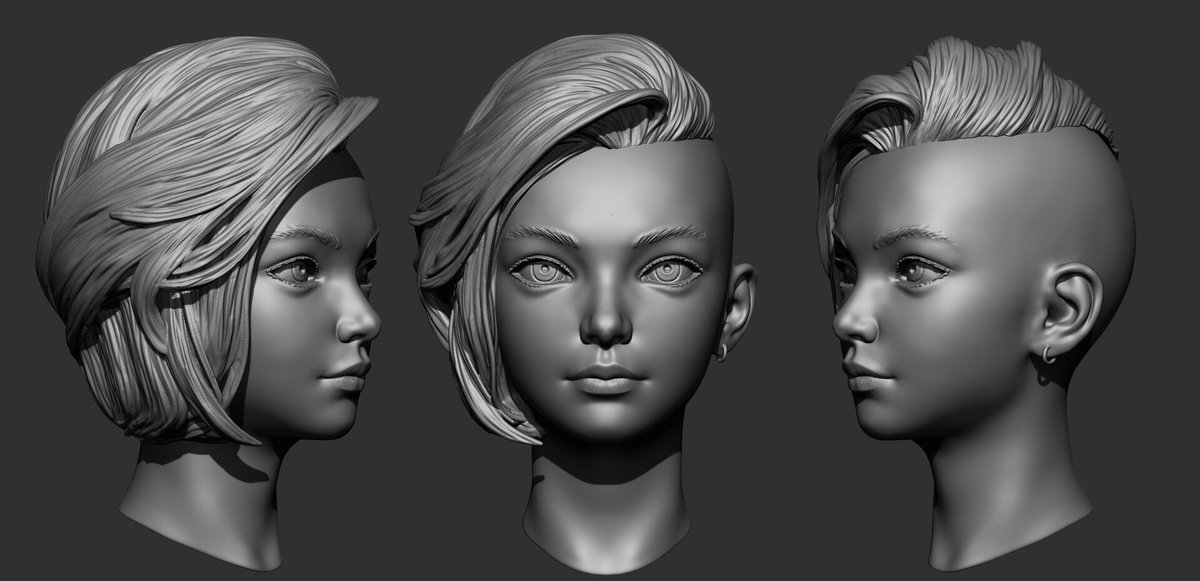 johnson_ar61119's tweet photo. Stylized female head sculpt exploring different hairstyle variations. Focused on clean forms, appealing silhouettes, and production-ready details for games collectibles and 3D printing.
#3DModeling #GameDev #IndieDev #Hammad_Creator #3DPrinting #3DPrintModel #STL #CommissionsOpen https://t.co/yTNhv81nNI