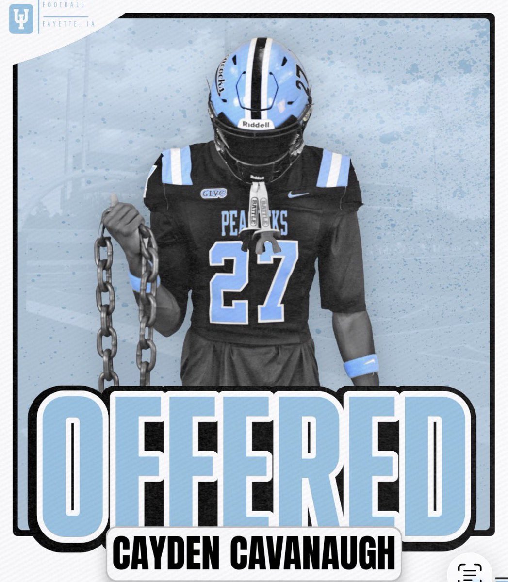 CaydenCavanaugh's tweet photo. Really excited to receive an Offer to @Upper_Iowa_FB thank you to @rhettmizer5 for the opportunity and conversation! https://t.co/29A0kMXFjZ