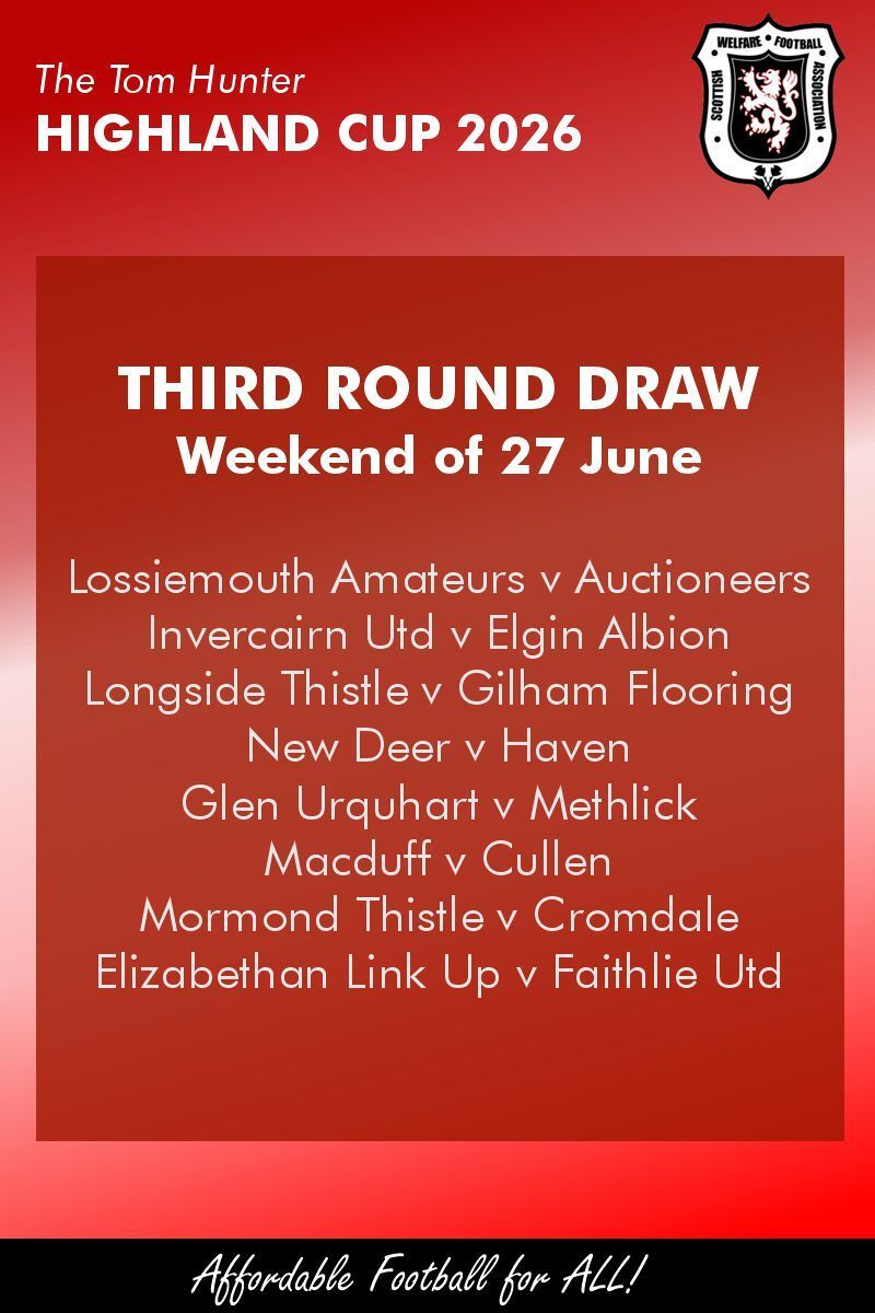 scottishwelfare's tweet photo. 🏆️ Scottish &amp; Highland Cup draws made tonight. There's still 1 game to play following the expulsion of Buchlyvie Utd https://t.co/cU5R7D5VYV