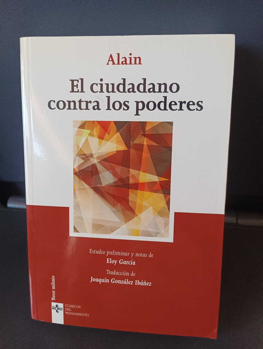 Gabri91MG's tweet photo. "El ciudadano contra los poderes" resume y compendia la "irreductible obsesión de Alain por preservar la autonomía moral y la libertad política del hombre frente a los ataques de quienes aspiran a dominarlo".

Una obra esencial, y más con el completo estudio de Eloy García: https://t.co/GpaSbbS7SN