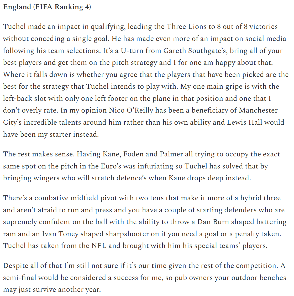 TFDataGuy's tweet photo. The below includes, as you'd expect, my thoughts on England and the one error I believe Tuchel has made in his selection by taking Nico O'Reilly over Lewis Hall #WorldCup2026 https://t.co/4aMpDS31gE