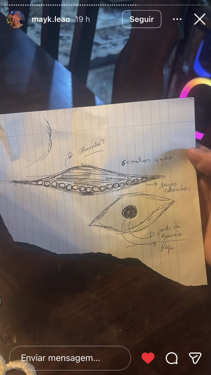 raullbenevides's tweet photo. Ao fim da noite de ontem, quando o objeto passou por cima da casa dele, o Mayk, ele fez este desenho do que viu. Segundo ele, o objeto tinha cerca de 60 metros. 👇🏽

Desenho da testemunha. Está no Instagram dele. 👽 https://t.co/LUz0ee88Xc