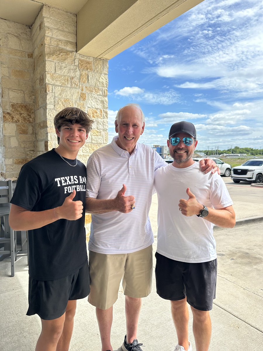 LandonTapella's tweet photo. Great first college football camp experience at Texas A&M University.  Thank you to @Coach_Dougherty and @CoachTThompson for the opportunity to compete and learn.  

Gained great insight on what I need to keep working on from current players and other athletes.  World class facilities.

Amazing cap to the day meeting legendary College Football Hall of Fame Coach @rcslocum.  Huge @AggieFootball experience today!

Continuing the grind…

@LThornburghTAMU 
@_ashermurray 
@tylerwhite2023 
@Matt3Stover 
#kicker 
#punter 
#specialteams 
#classof2030 
#GigEm