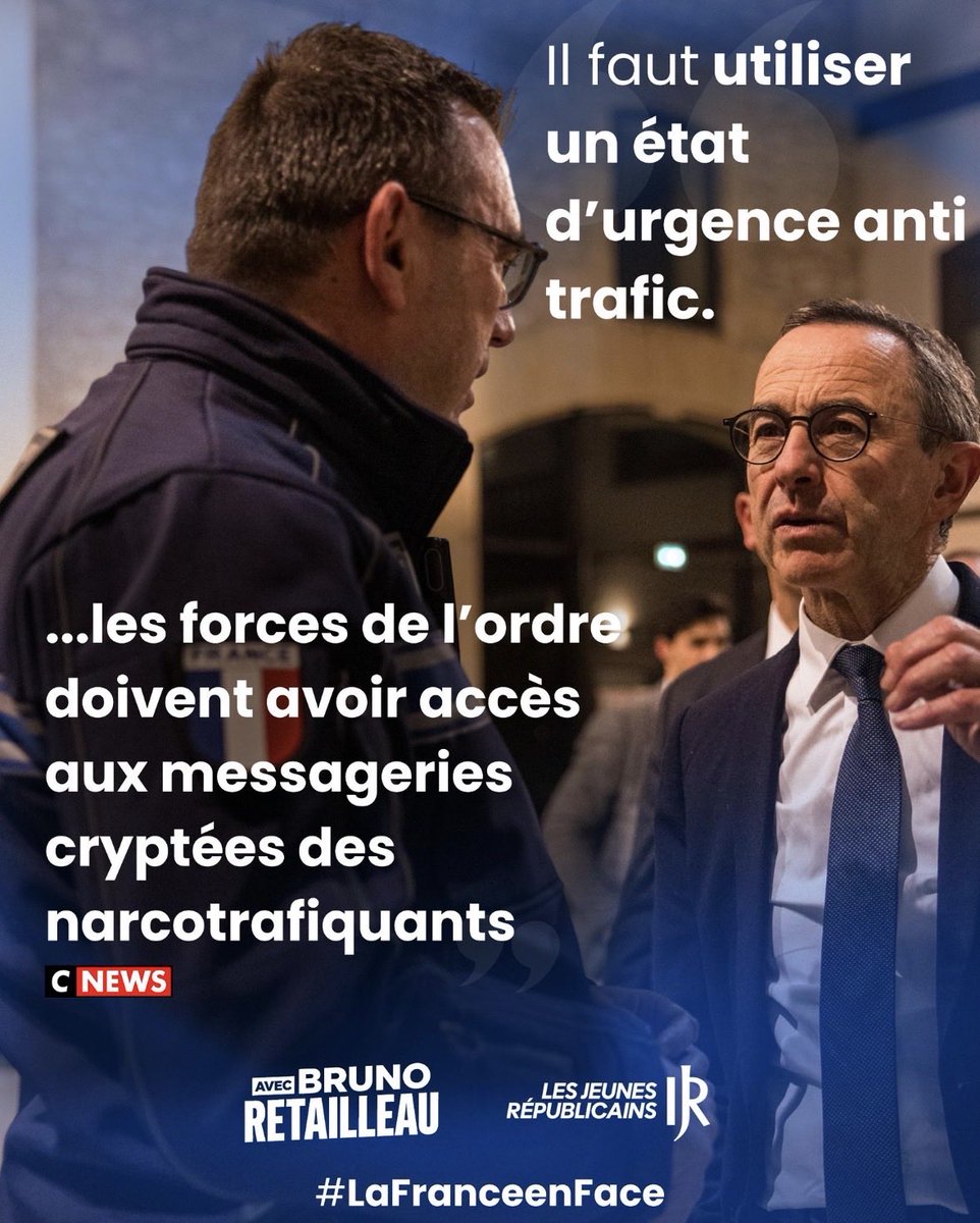 BrunnerLabesse's tweet photo. Face au défi du narcotrafic, le choix de la tolérance zéro est clair. Avec @BrunoRetailleau à l'Élysée, l’État français ne reculera plus : aucune demi-mesure, mais une fermeté totale pour briser les cartels et restaurer l'ordre républicain dans nos quartiers #LaFranceEnFace https://t.co/NpspuPvcm5