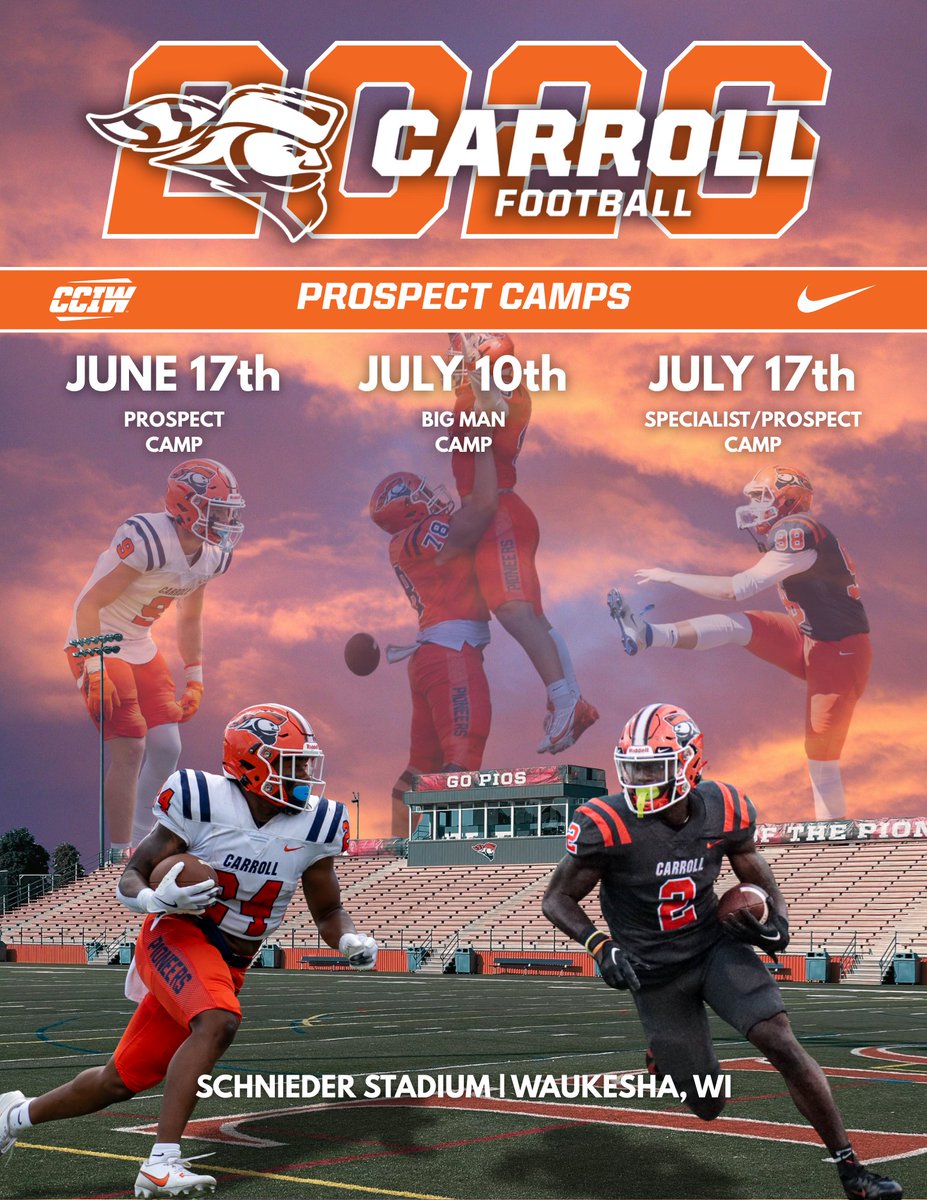 OLCoach_Ack's tweet photo. Looking for a Camp that is focused on developing football players not just measuring them? 

We at Carroll U have some great opportunities to get better this summer. 

Come see how the Pio's work. 

Carroll University Football Official: Instagram, X | Linktree https://t.co/lG2qZJfcB5
