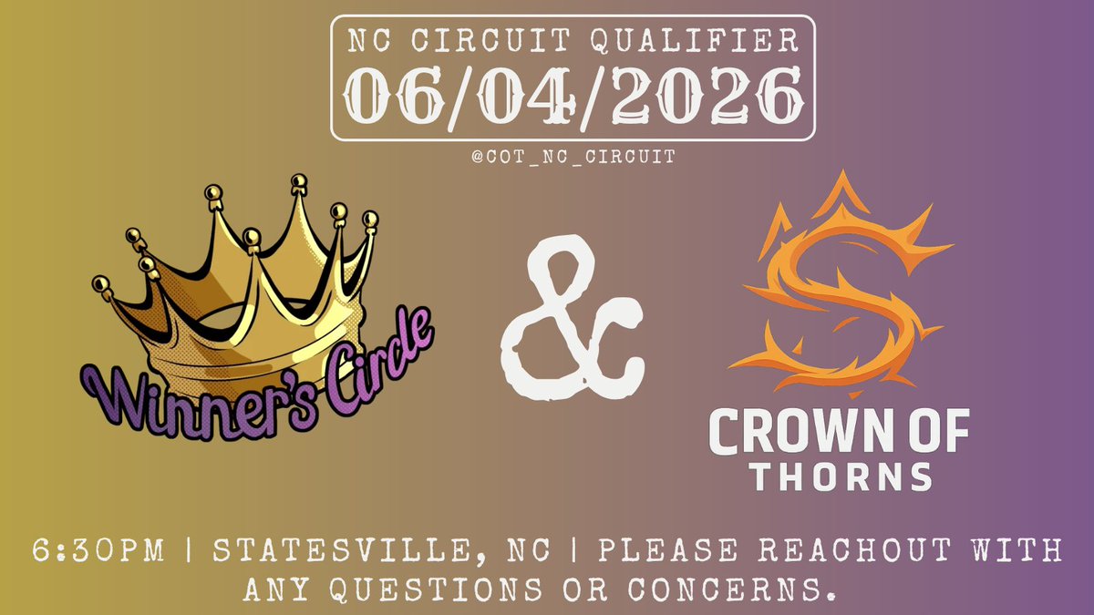 COT_NC_Circuit's tweet photo. It's JUNEEEE! We're starting out strong with two events this week, Statesville and Greensboro!

Y'all had a good first month but let's see who can keep the momentum going🗣

Endothia? Senn? Mikerowave? 
Let's see how long you can fight everyone off🥀

Time to lock in and grind‼️ https://t.co/AbiJpbpD29