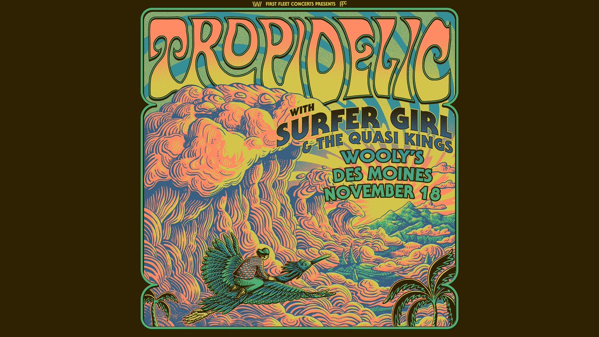 Woolysdm's tweet photo. Just Announced! Journey to Wooly's on November 18th when @Tropidelic is here with @surfergirlmusic and The Quasi Kings! 🌊

Tickets on sale now // https://t.co/gmXi0WYDoB https://t.co/N2EI7H8RF9
