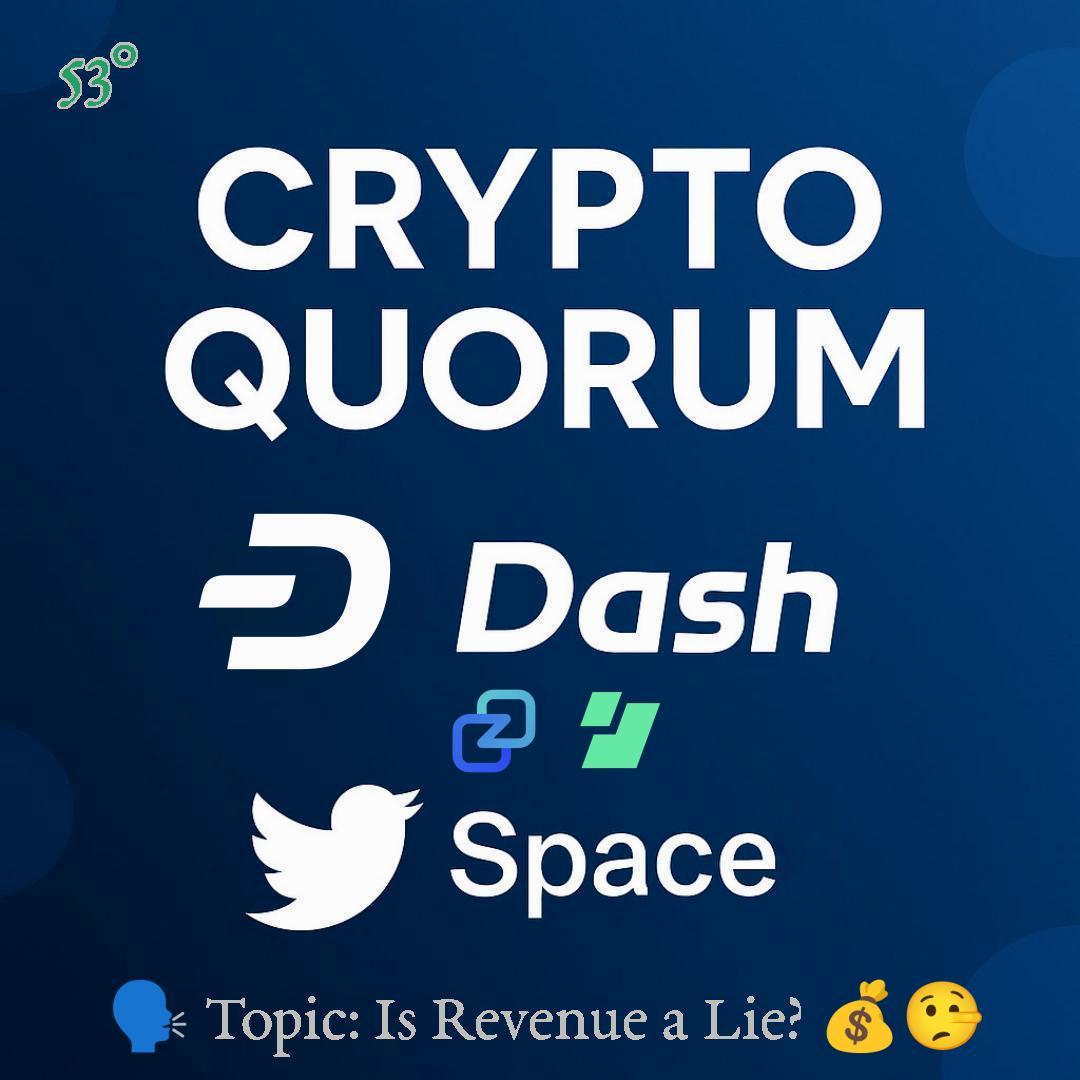 ItaliaDash's tweet photo. 🚨 53rd Crypto Quorum Hosted by @Dashpay 

⏰ Live Thursday, June 4th at 5:00 PM UTC (19🇮🇹)

🗣 Topic: Is Revenue a Lie? 💰🤥

🤝 Co-Hosted By @zano_project 
🤝 Sponsored By @EdgeWallet 

Direct Link in first comment 😉👇

$DASH #Dash #DigitalCash #News #Chat #Update #Anarchy #Crypto #Web3 #BuiltToLast #Crypto #DAO #Privacy #Freedom #Trustless #Sovereignty #Fundamentals #Citiz3nGlitch