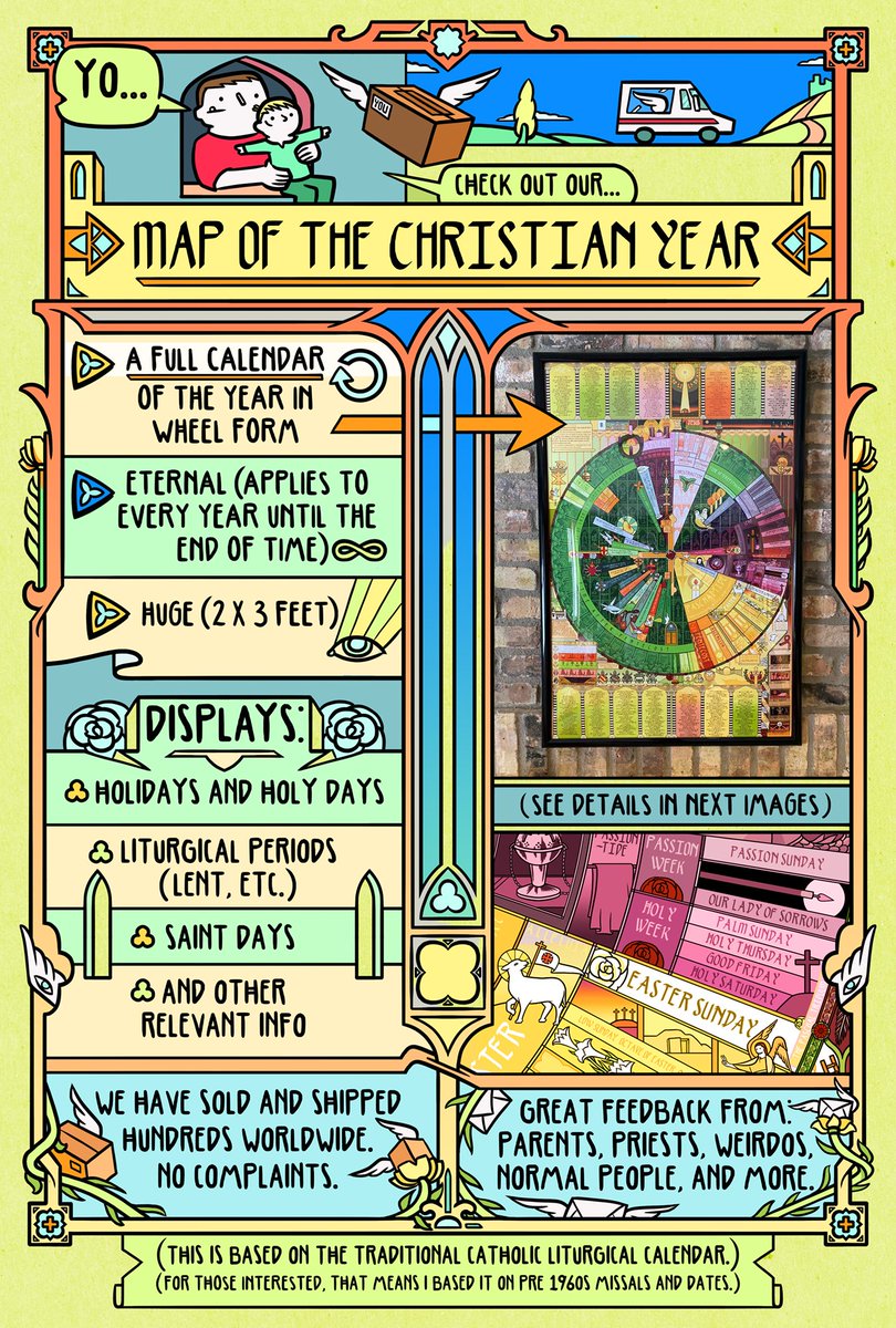 owenbroadcast's tweet photo. always many new people to reintroduce myself to.

if you're new to my operation, i run a small theological art studio. here's the most popular project i've done: a traditional catholic liturgical calendar. i'll show you in this thread.

in my shop here: https://t.co/XTEfukowZZ https://t.co/hkv3PeDXzs