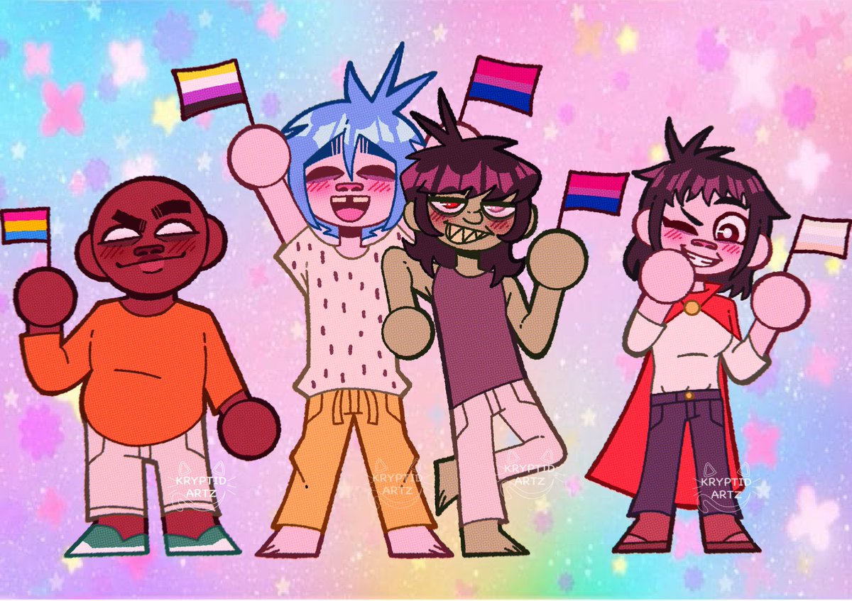 kryptid_artz's tweet photo. HAPPY PRIDE MONTH EVERYONE‼️‼️‼️🏳‍🌈🏳️‍⚧️ #gtwt #gorillaz #gorillazfanart #pride #pridemonth https://t.co/dw8tL65Lue