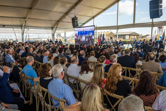 GovAbbottPress's tweet photo. Governor Greg Abbott broke ground on the $1 billion Davie Defense Shipyard Modernization in Galveston which will create nearly 2,400 new jobs for Texans.

Businesses continue to choose Texas as their go-to spot for manufacturing. https://t.co/y8Dp5Sy2gq