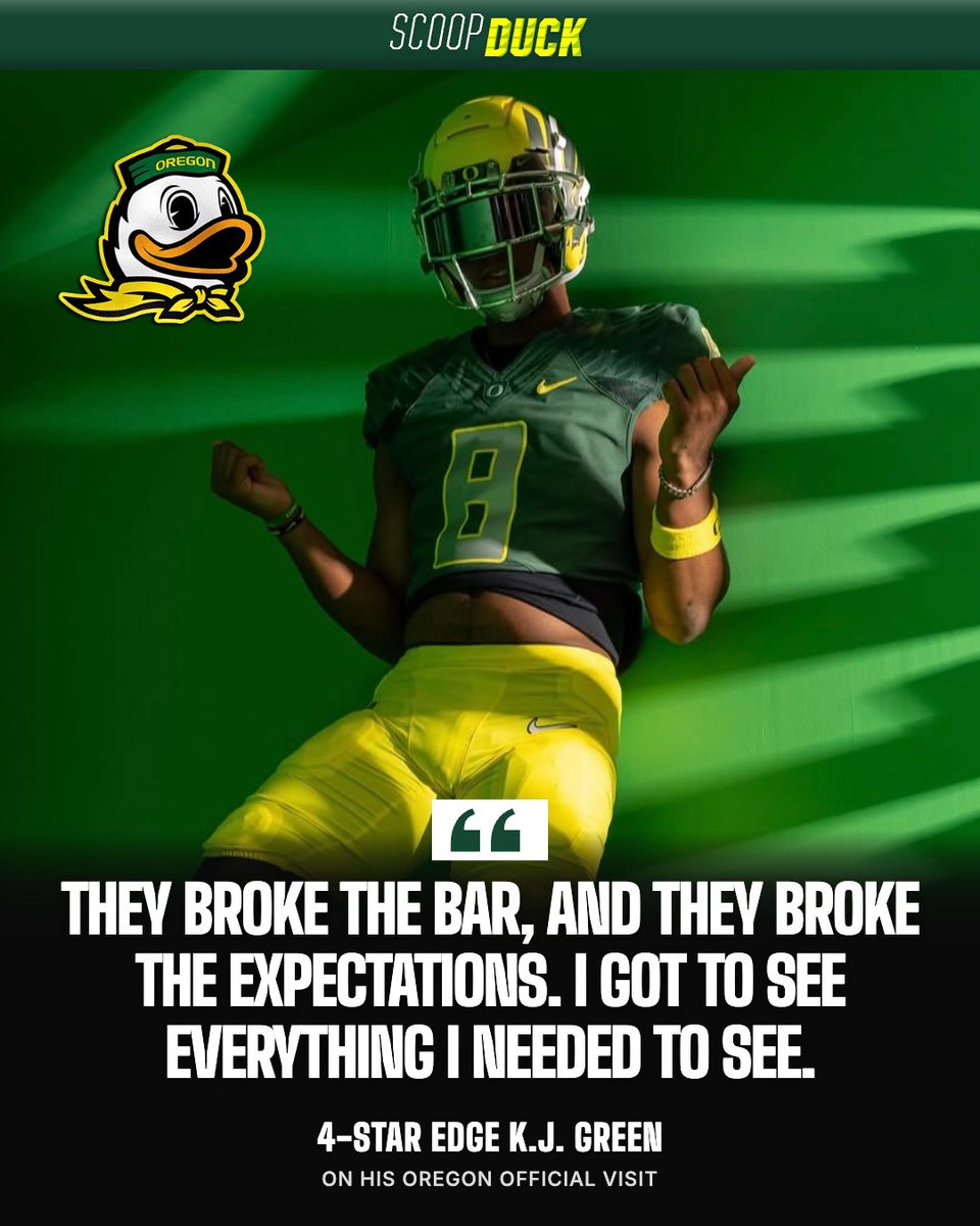 mtorressports's tweet photo. Some teams raise the bar and some teams set the bar. 

Oregon hosted touted 4-star Stone Mountain (GA) Stephenson EDGE K.J. Green for his official visit this weekend and did even more than that.

Green goes in-depth on his trip here. 

Story: https://t.co/64Z9K0qNXy (On3+) https://t.co/4e0sXp7kv3