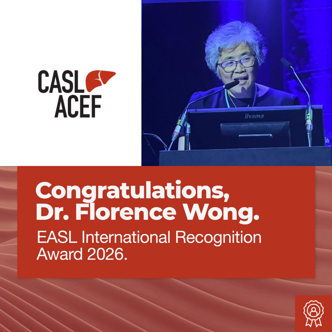 CASLupdates's tweet photo. Congratulations to Dr. Florence Wong, CASL Gold Medal recipient (2019), AASLD Distinguished Achievement Award winner (2023), and now EASL International Recognition Award honoree. A remarkable journey, well deserved. 🌟

#CASL #Hepatology #EASL2026 #CanadianHepatology https://t.co/8RrPGEppU3