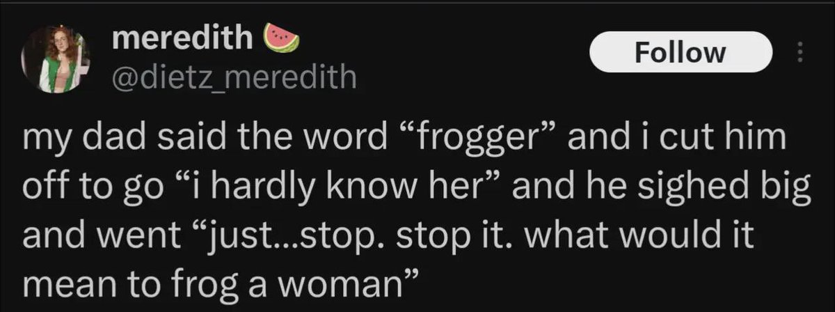 angelc0ded's tweet photo. this tweet lives rent free in my head

to frog a woman… https://t.co/5pZQgIWFTi