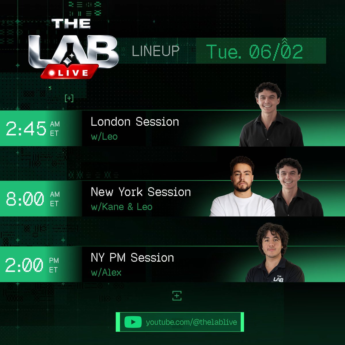 TheLabLive's tweet photo. Tuesday Lineup 🚨

All three sessions. Daily.

Don't miss a single stream: https://t.co/ovM9NUEavQ https://t.co/6aQFdBLmiV