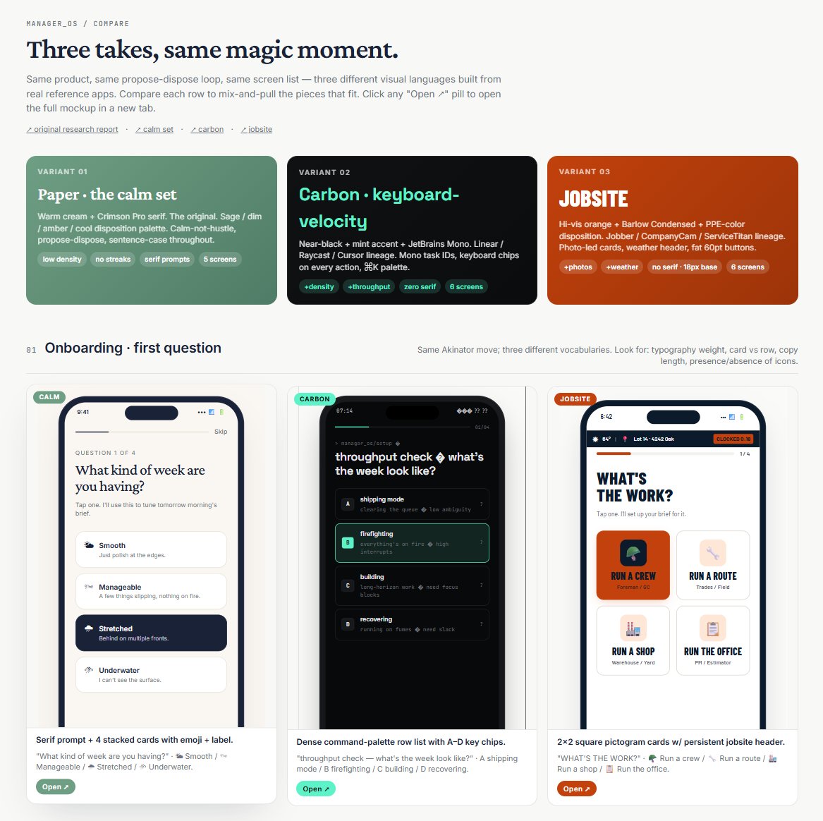 zacharycade_'s tweet photo. Check out these design mockups 🔥

Did some research on competitors and the "winning" apps in this space. Borrowed some design principles, came up with these.

I am sticking with the "Paper/Calm" vibe but stealing some features from the other two.

Let me know what you think! https://t.co/NuwNCdadIy