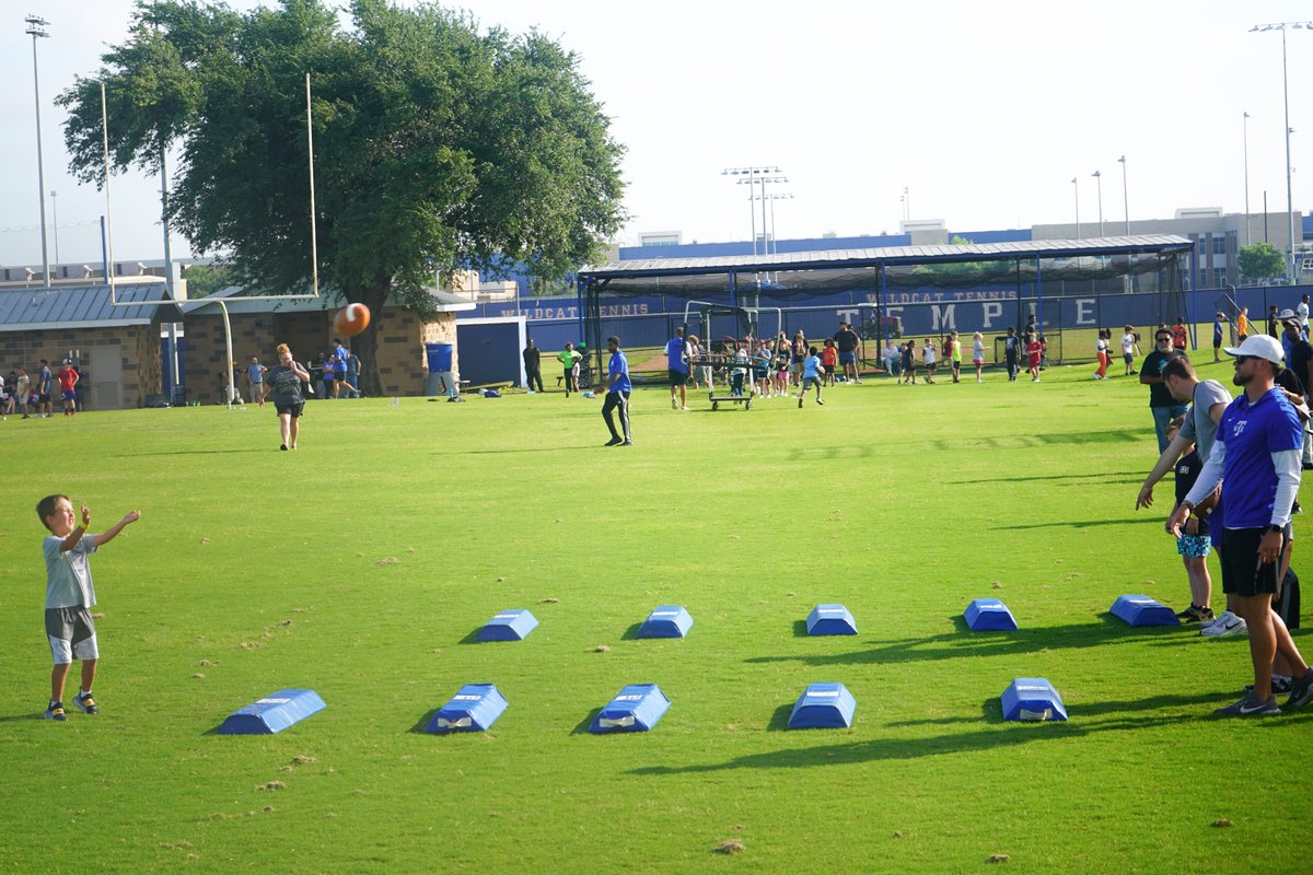 TempleISD's tweet photo. Day 1 of Temple Wildcat Football Camp! 🏈

These young athletes kicked off camp today, ready to learn new skills, build confidence, and have fun with teammates. We are proud of their hard work, positive attitudes, and energy everyone brought to the field! #TempleISDproud https://t.co/QNSMsOthzj