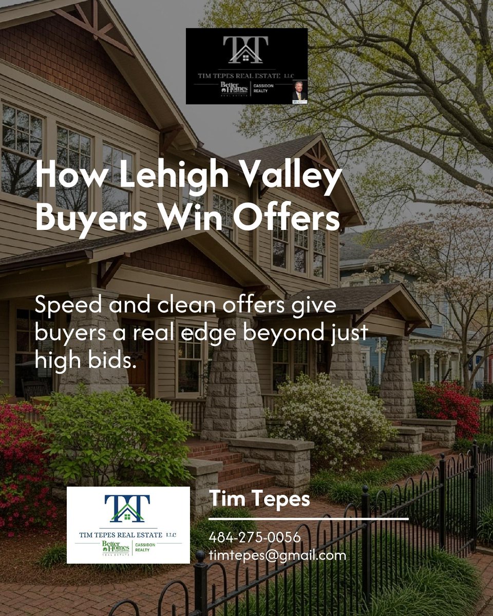 TepesTim's tweet photo. Acting fast and bringing a clean offer gives Lehigh Valley buyers their real edge, success isn’t just about outbidding. 🏡

How would you strengthen your next offer? https://t.co/l47nw0MGEu