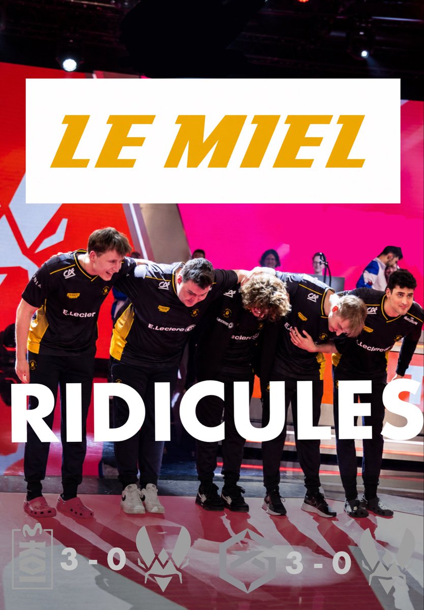 VitLeMiel's tweet photo. RIDICULES

Fin de parcours dans ces playoffs du Spring après une nouvelle défaite 3-0 face à GiantX.

Après avoir fait naître un espoir grâce au top 1 de saison régulière, la section LOL retrouve son ADN d’éternel perdant avec une nouvelle fois un sentiment de manque de respect envers les supporters.

Cette défaite tire un trait sur le MSI et l’EWC, prochaine étape le Summer split.

📸 @LEC