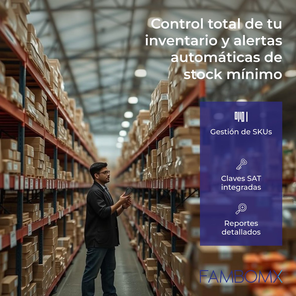 FamboMx's tweet photo. Mantén tu inventario optimizado. 🗃️ Controla entradas, evita pérdidas y recibe alertas automáticas.

#facturacion #resico #facturas #ControlaTuEmpresa https://t.co/Dq6h9iatSC