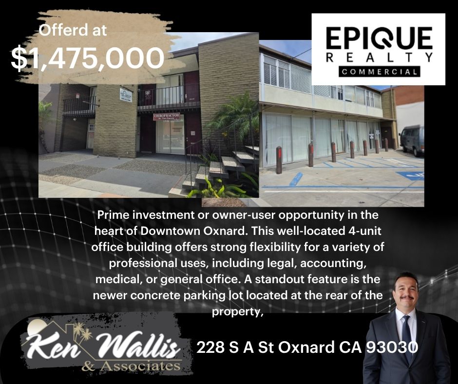 Kwallis2REALTOR's tweet photo. Parking lot located at the rear of the property! Prime investment or owner-user opportunity in the heart of Downtown Oxnard. This well-located 4-unit office building https://t.co/bjqkHmDE2f