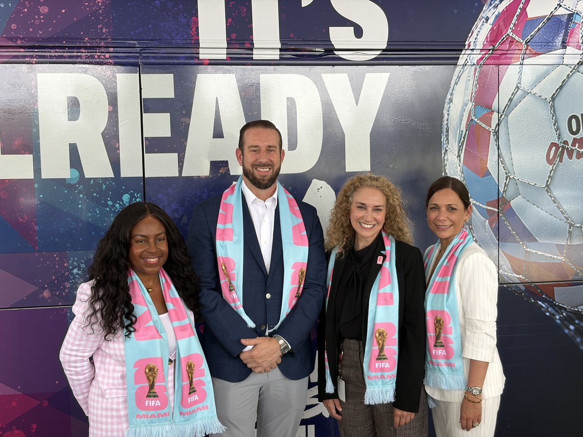 Tri_Rail's tweet photo. SFRTA was honored to attend @MayorDaniella's @FWC26Miami press conference at the Golden Glades Intermodal Station alongside many of our regional partners including @GoMiamiDade, @GoBrightline, and @BrowardTransit. ⚽️ https://t.co/FghdfK7Ohd