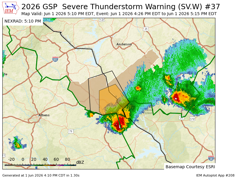 WeatherUpstate's tweet photo. GSP expires Severe Thunderstorm Warning for Elbert [GA] and Abbeville [SC] https://t.co/I0Br5tQcOO https://t.co/nWkjhlWLjq