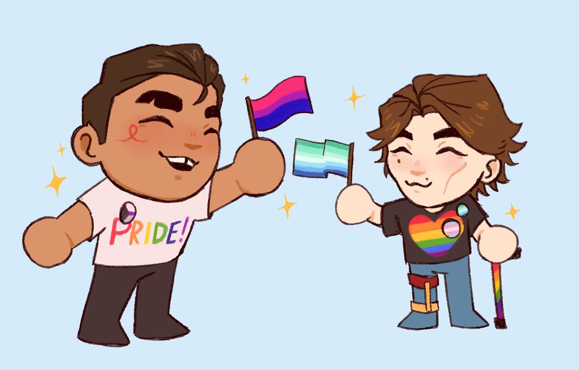 GabiiWka's tweet photo. Ainda to finalizando a arte inteira mas aqui os mini Jayvik desejando a todos um feliz pride month 🏳️‍🌈🏳️‍⚧️🎉🎉

#Jayvik #JayvikPride2026 https://t.co/NAuhVUqtfQ