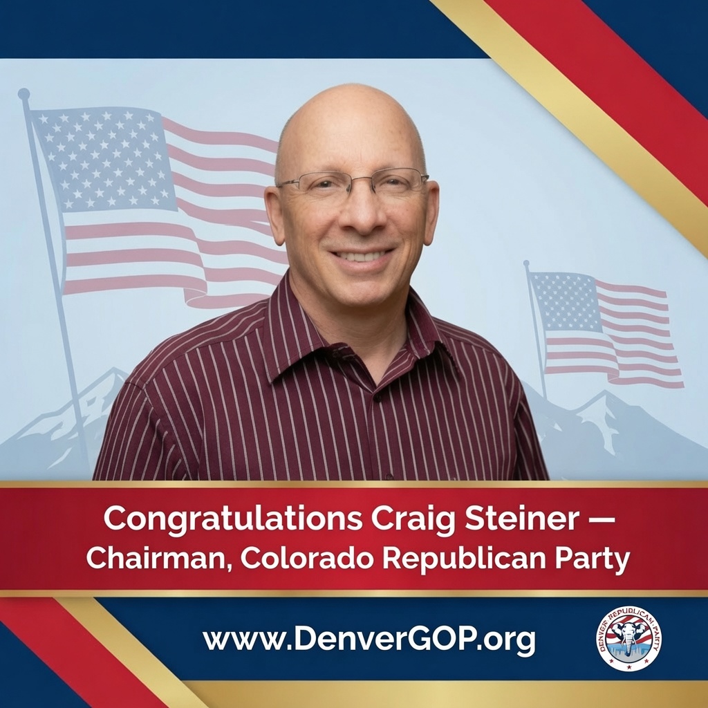GOPDenver's tweet photo. 🎉 Congratulations to Craig Steiner, the new Chairman of the @cologop!

His message says it all: "Colorado Republicans will win when we love defeating Democrats more than we hate each other."

United and focused. Let's win in November. 🇺🇸
#DenverGOP #ColoradoGOP https://t.co/5ZVLArkyDF