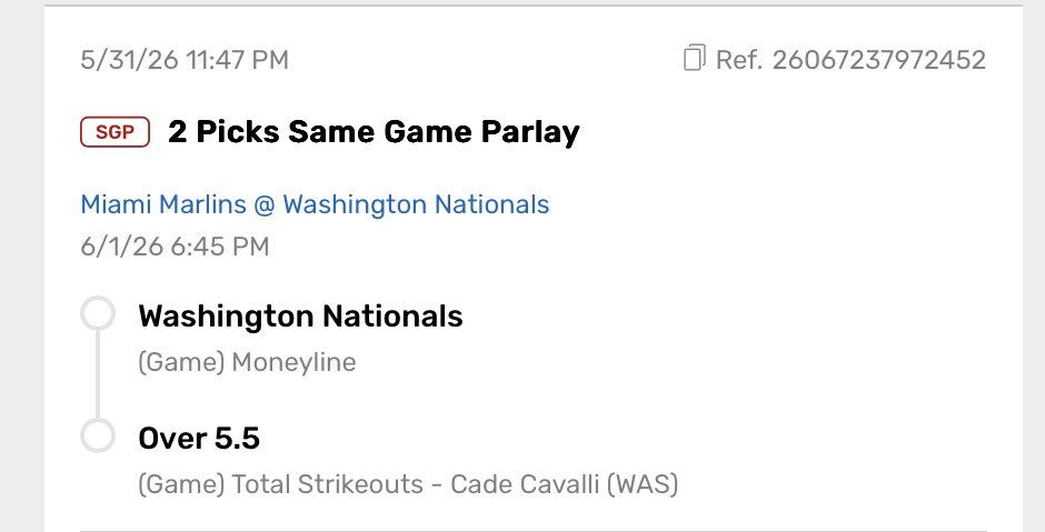 Z1Bets's tweet photo. SGP #NATITUDE FOR THE WIN⚾️💣⚡️x Cade Cavalli 6 Plus Ks 🔥😈 #Gambling𝕏 https://t.co/aGIKQf3F1e