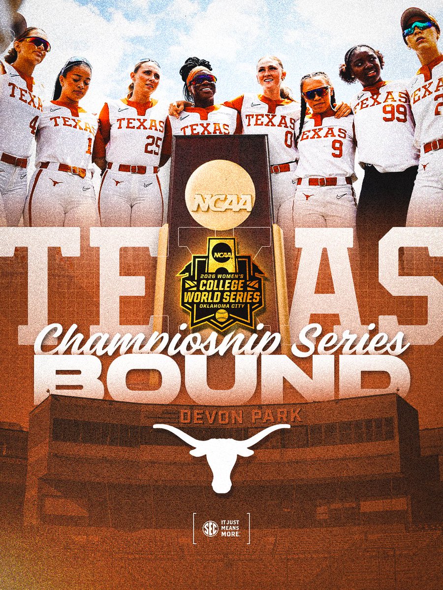 SEC's tweet photo. THE DEFENDING CHAMPS ARE HEADED BACK TO THE FINALS! 🤘

@TexasSoftball x #WCWS https://t.co/8npa4HrNrq