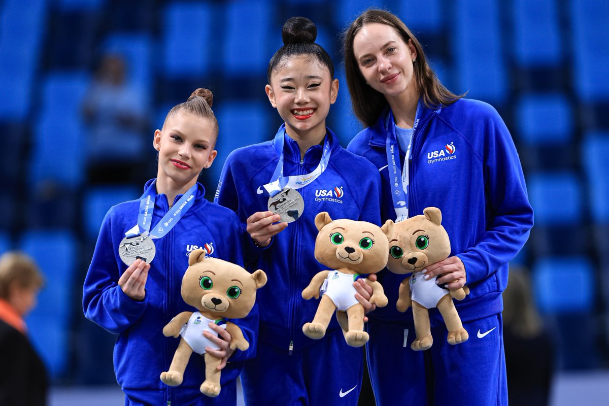 USAGym's tweet photo. What a start to the Junior Rhythmic Pan American Championships &amp; Tournament!

➡️ The U.S. takes Team Gold with Anna Filipp finishing first in the AA!
➡️ 2013 Tournament Team won Silver!
➡️ Team USA will be represented in all Tournament &amp; Championship Apparatus Finals! https://t.co/tTAw7m1UBC