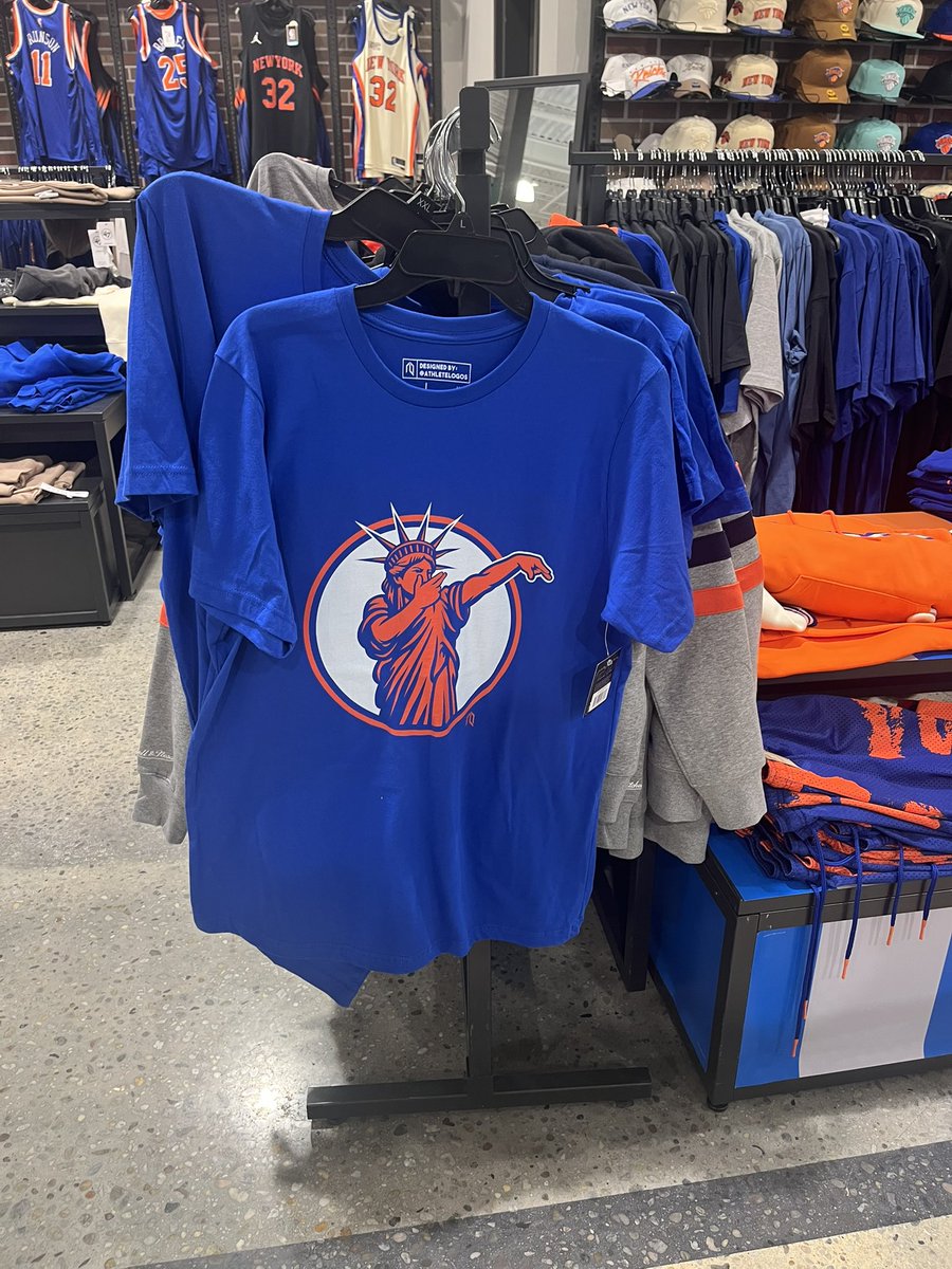 athletelogos's tweet photo. If you need it in hand before Game 1, you can get both our Big 5 Icons and Statue of Liber3 designs at almost all DICKS Sporting Goods in the tri-state area! #NewYorkForever https://t.co/aGJSe6N84C