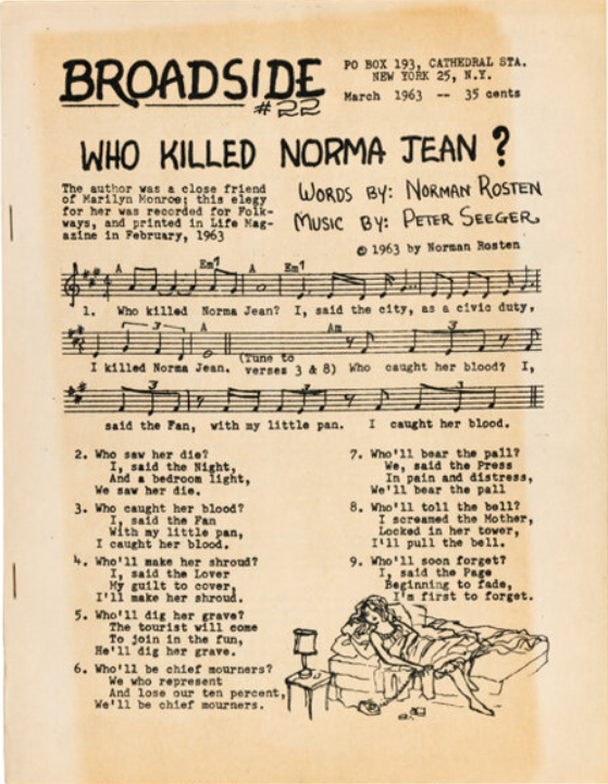 CenobiteAQ's tweet photo. @psychonautie Marilyn Monroe was also best friends with the Marxist American poet Norman Rosten. After she died Norman and Pete Seeger came together to produce the lamentation song "Who Killed Norma Jean?" https://t.co/g7X5X4lvQD